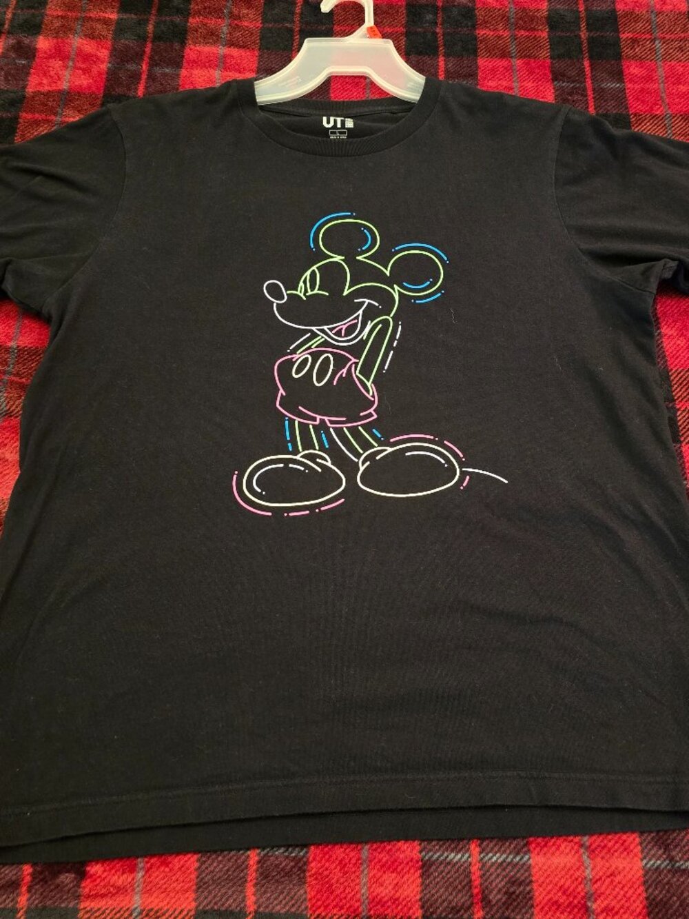 Uniqlo UT Disney Neon Outline Mickey Mouse Graphic T-Shirt Black Large